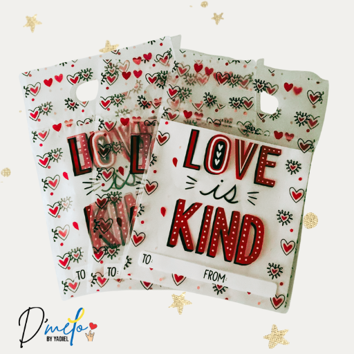 Bolsa de entrega clear LOVE IS KIND  8.5x6in (12pcs)