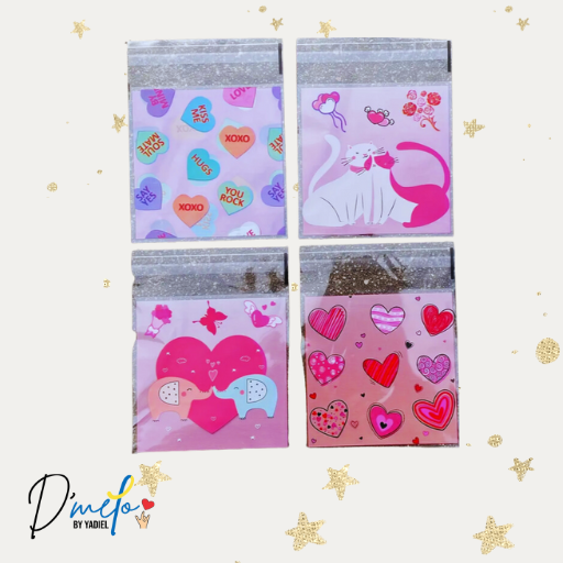 Romantic Heart Pink Clear Bag 4x4in (10pcs)