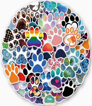 Adorable Paw Prints Waterproof Stickers (5pcs random)