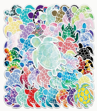 Turtle Pattern Waterproof Stickers (5pcs random)