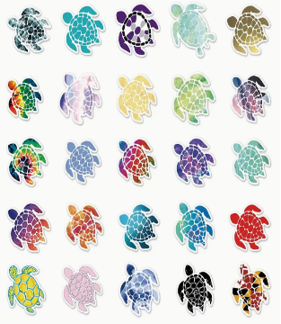 Turtle Pattern Waterproof Stickers (5pcs random)